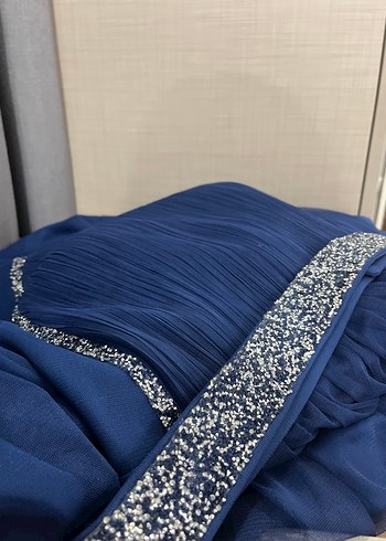 Kadın Lacivert Astarlı Uzun Tesettür Elbise - Görsel 7