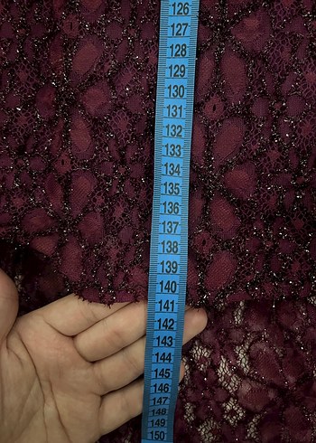 Tesettür Bordo Dantel İşlemeli Uzun Kollu Elbise - Görsel 9