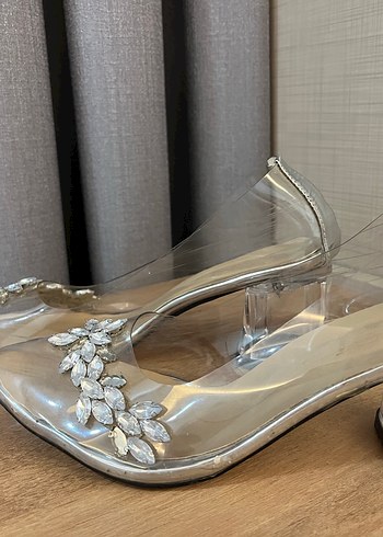 Gri Parlak Desenli plastik Topuklu Kadın Ayakkabı - Görsel 3