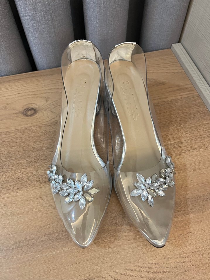 Gri Parlak Desenli plastik Topuklu Kadın Ayakkabı - Görsel 5