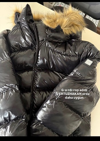 Lufian Siyah Şişme Mont Kürklü Kapüşon - Görsel 2