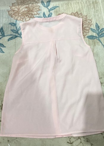 Düğmeli Pembe Kolsuz Bluz - Görsel 2