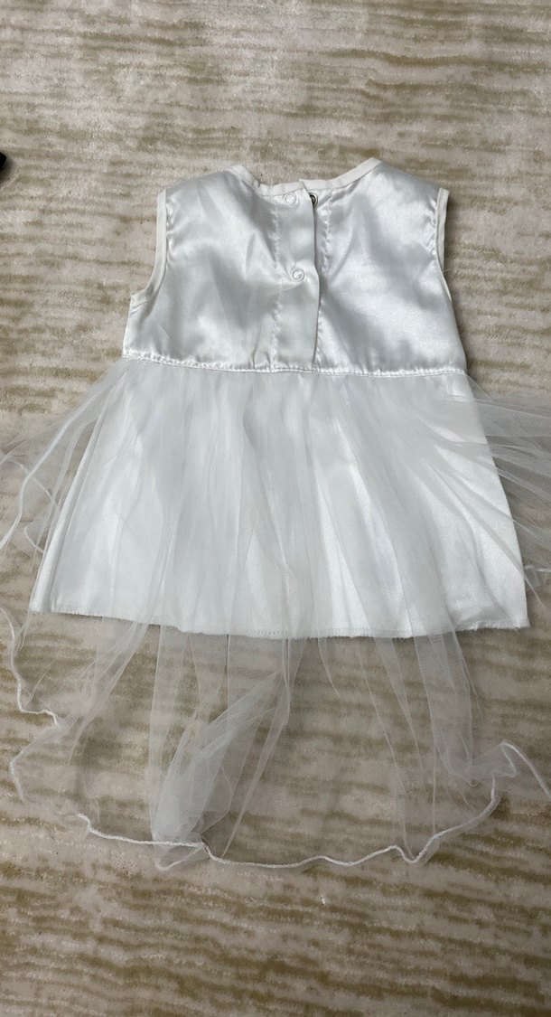 Kız Çocuk Beyaz Dantel İşlemeli Elbise - Görsel 2