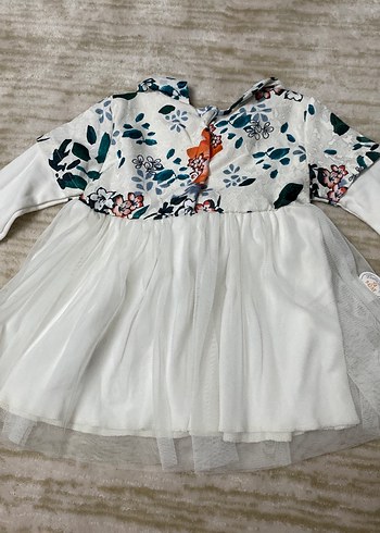 Çiçek Desenli Uzun Kollu Fırfırlı Kız Elbise - Görsel 2