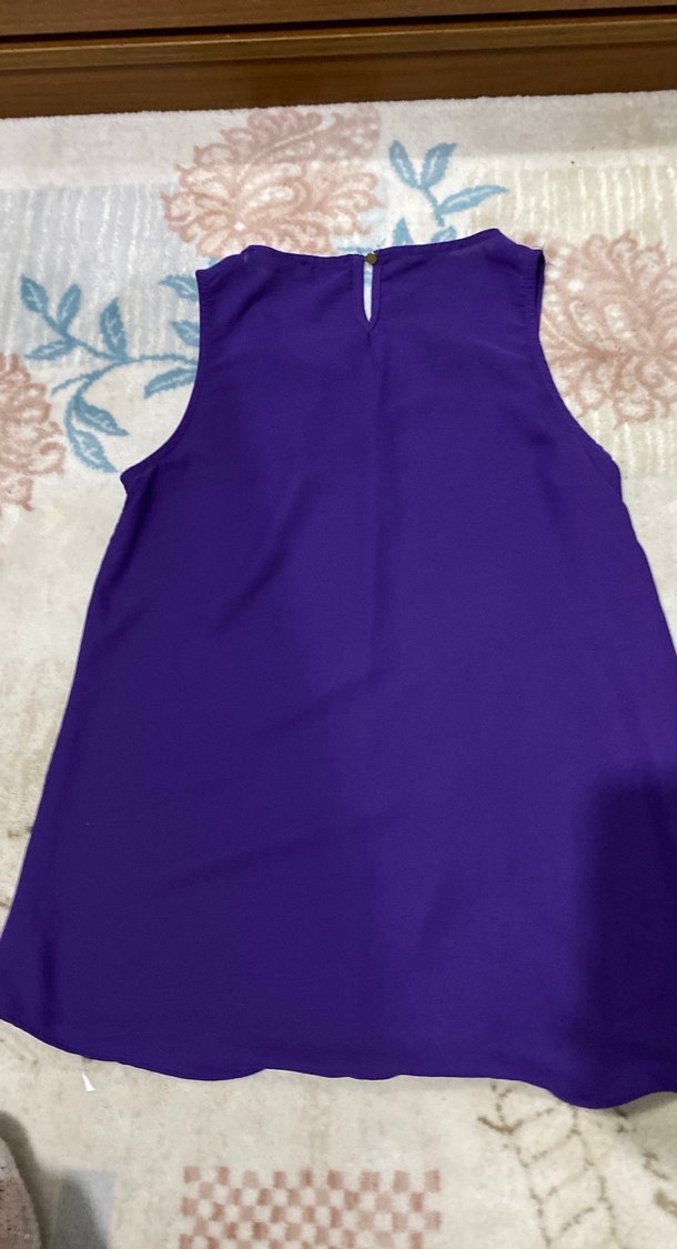 Mor Kolsuz Yüksek Yaka Kadın Bluz - Görsel 3