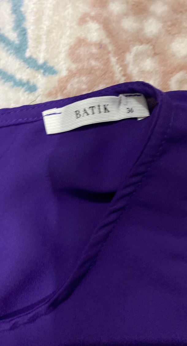 Mor Kolsuz Yüksek Yaka Kadın Bluz - Görsel 2