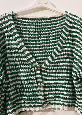 Çizgili örgü hırka - Görsel 2