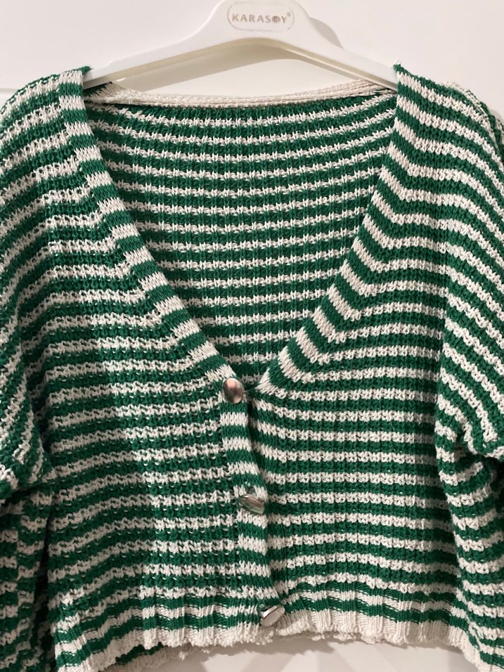 Çizgili örgü hırka - Görsel 2