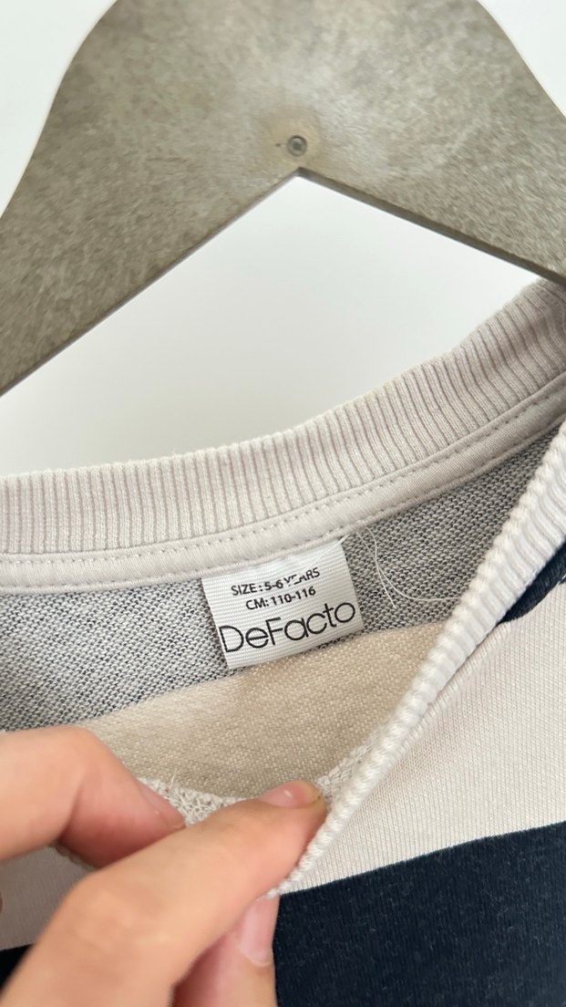 Kız ve erkek Çocuk Siyah Beyaz Çizgili Uzun Kollu Tişört - Görsel 2