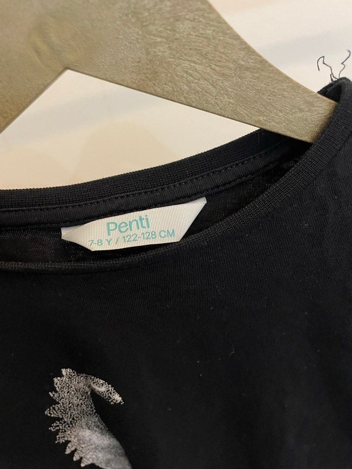 Kız Çocuk Siyah Uzun Kollu Baskılı Tişört - Görsel 2