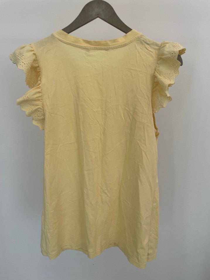 Kız Çocuk Sarı Keten Fırfırlı Tişört s beden - Görsel 2