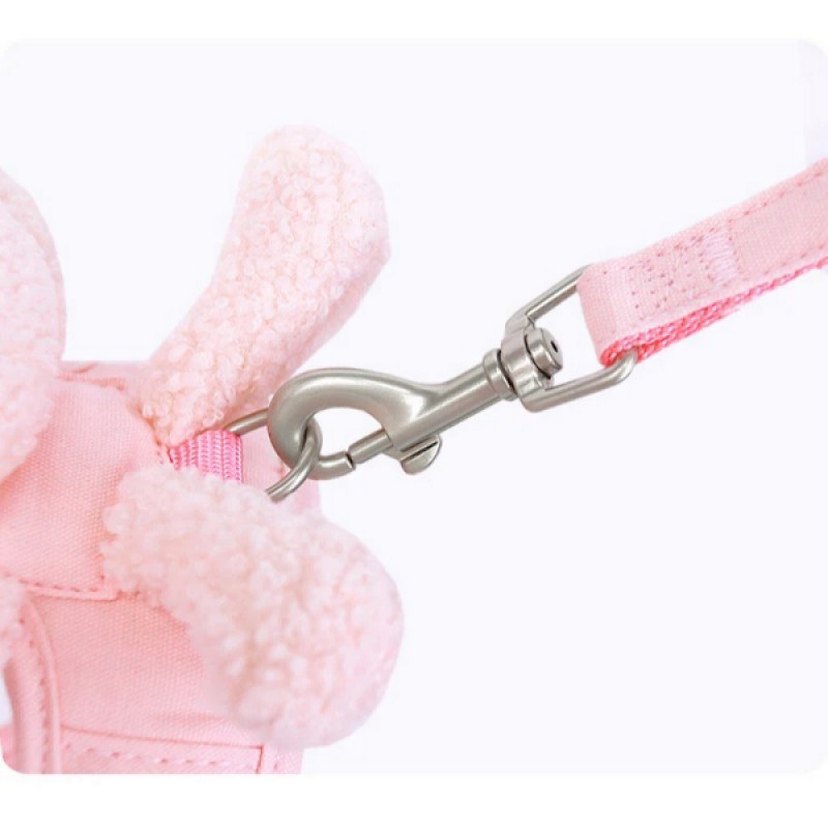 Pembe Pastel Kedi Göğüs Tasması ve Tasma Seti - Görsel 3