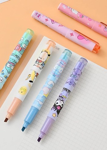Pastel Renkli 6'lı Sanrio Fosforlu Kalem Seti - Görsel 3