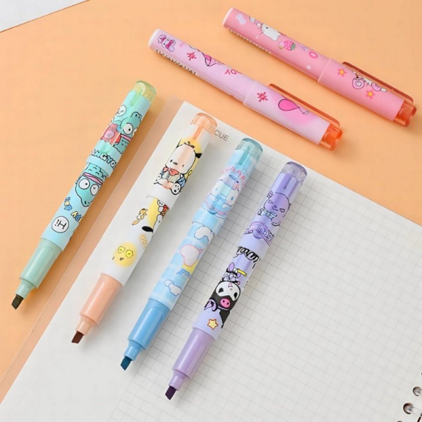 Pastel Renkli 6'lı Sanrio Fosforlu Kalem Seti - Görsel 3