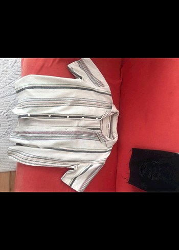 Pull&bear Cizgili Düğmeli Keten Erkek Gömlek - Görsel 2