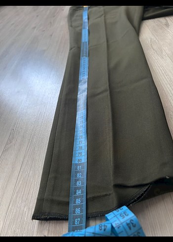 Düğmeli Yeşil Kadın Kumaş Pantolon - Görsel 3