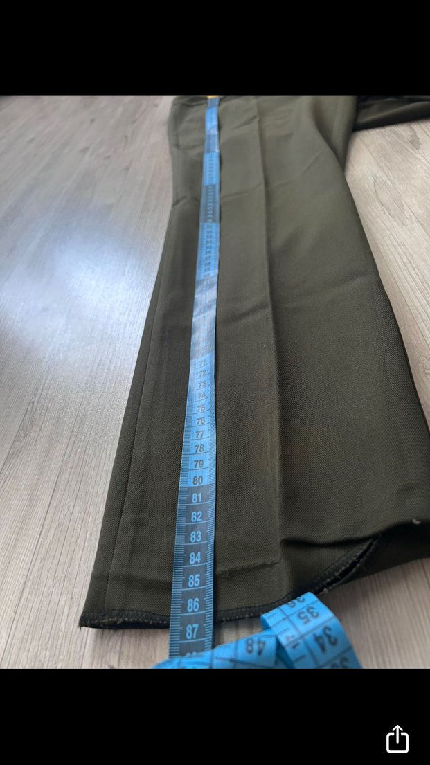 Düğmeli Yeşil Kadın Kumaş Pantolon - Görsel 3