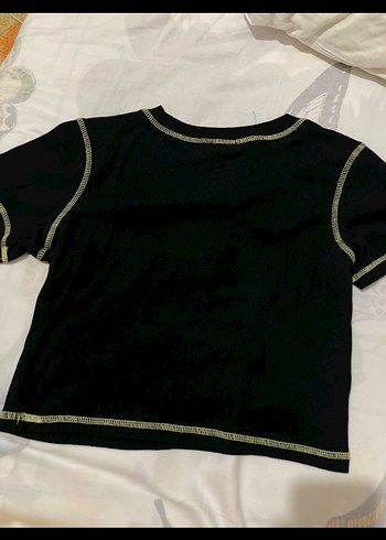 Addax crop Siyah Mini Baskılı Tişört - Görsel 3