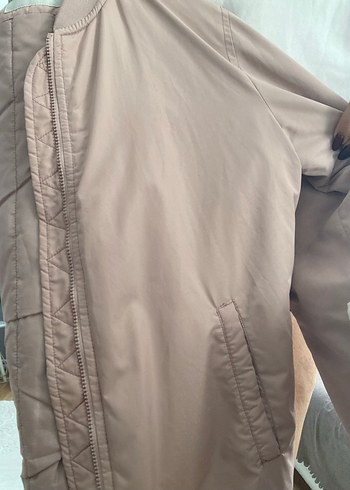 Pudra Renkli Fermuarlı Kadın bomber Ceket - Görsel 4