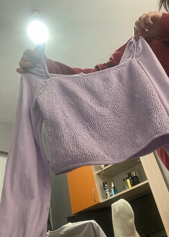 Mor  Uzun Kollu Triko Bluz - Görsel 4