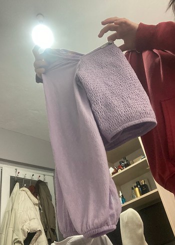 Mor  Uzun Kollu Triko Bluz - Görsel 2