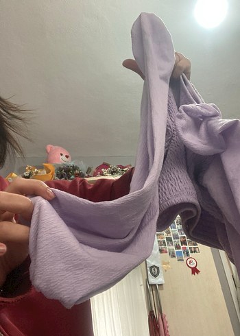 Mor  Uzun Kollu Triko Bluz - Görsel 5