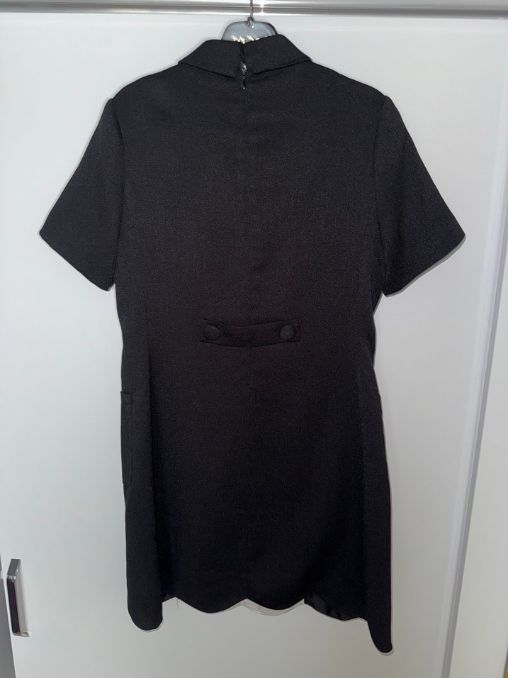 Kısa Kollu Midi Ofis Elbisesi Beyaz Fiyonk Detaylı - Görsel 3