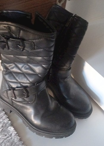 Siyah Deri Tokalı Biker Bot - Görsel 2