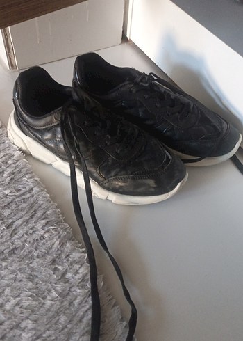 Siyah Bağcıklı Stiletto Topuklu Spor Ayakkabı - Görsel 2