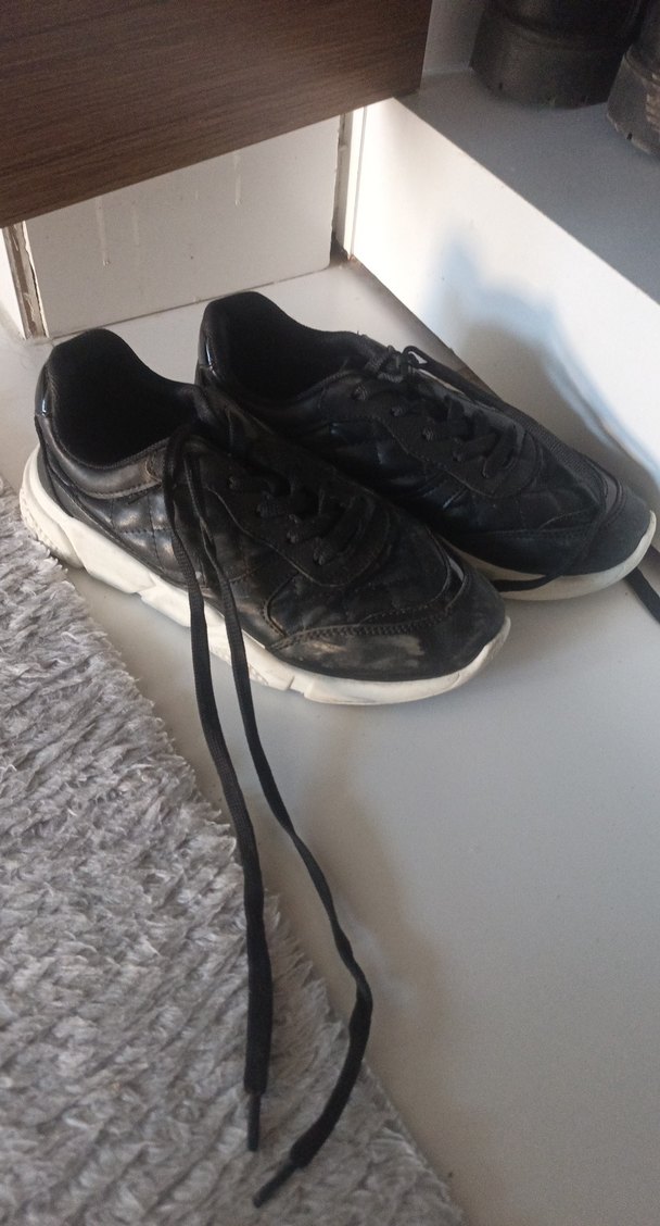 Siyah Bağcıklı Stiletto Topuklu Spor Ayakkabı - Görsel 2