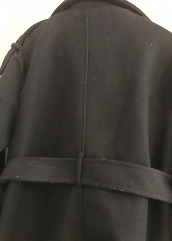 Siyah Çift Düğmeli Uzun Kaban - Görsel 5