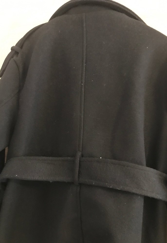 Siyah Çift Düğmeli Uzun Kaban - Görsel 5