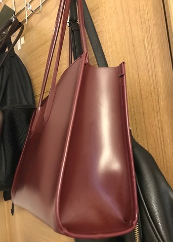 Bordo Deri Kadın Ofis Çantası - Görsel 2