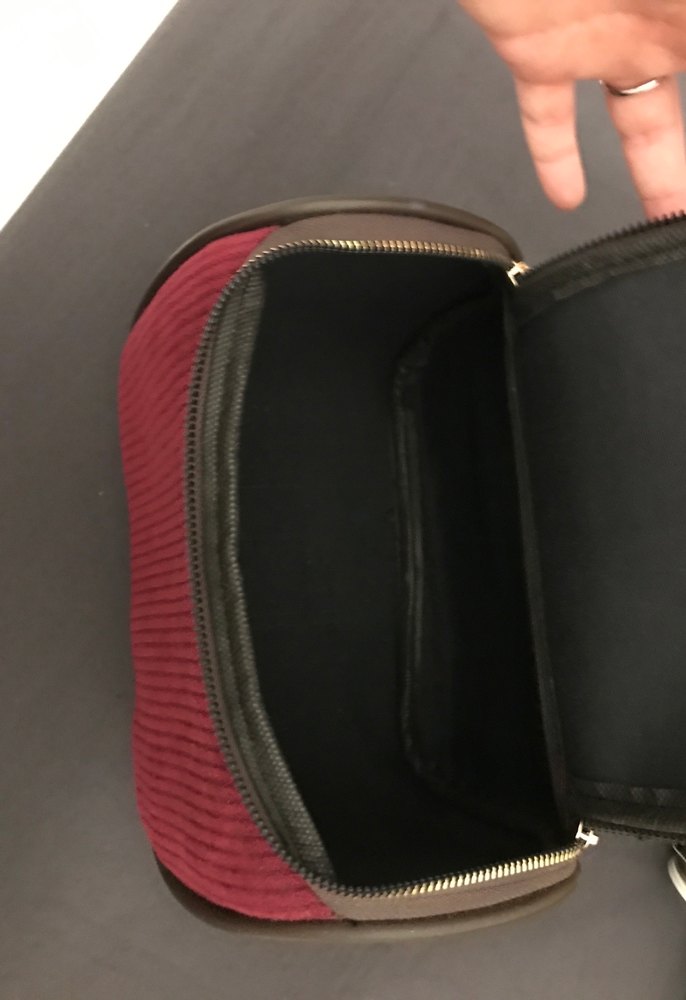 Fermuarlı Bordo Süet Kadın Makyaj Çantası - Görsel 3