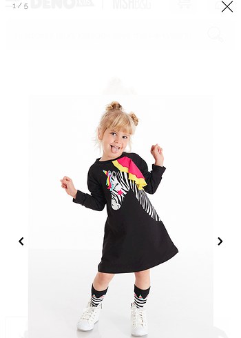 Denokids Kız Çocuk Siyah Zebra Desenli Uzun Kollu Elbise - Görsel 3