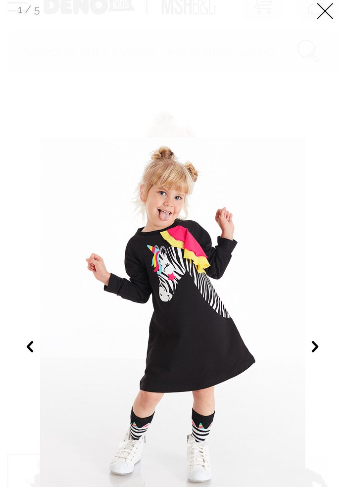 Denokids Kız Çocuk Siyah Zebra Desenli Uzun Kollu Elbise - Görsel 3