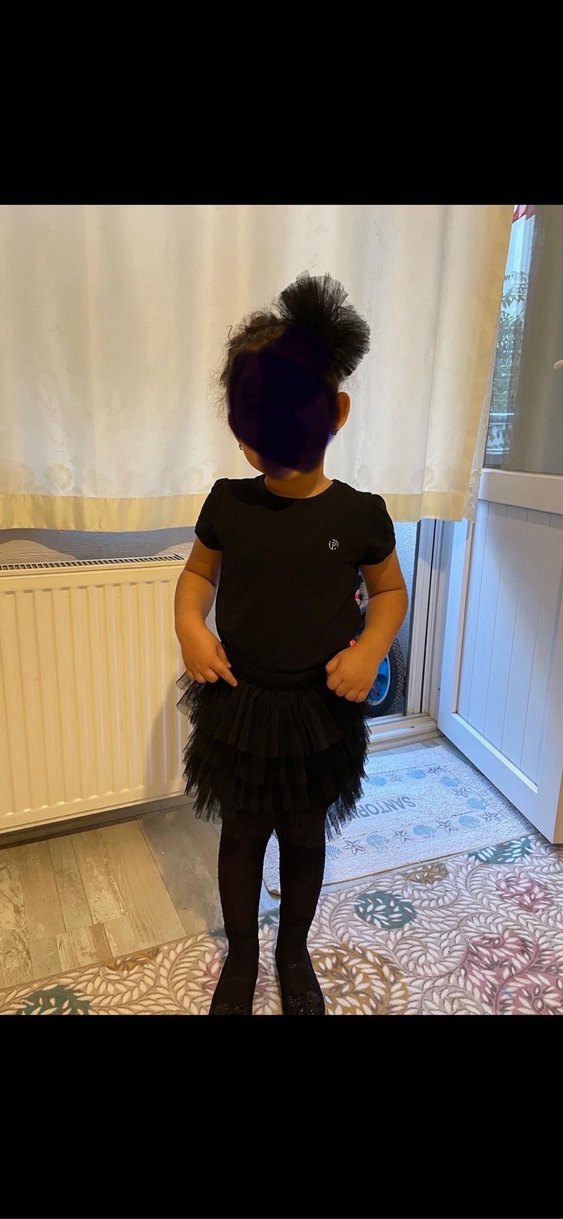 Kız Çocuk Siyah Fırfırlı Gotik Etek - Görsel 2