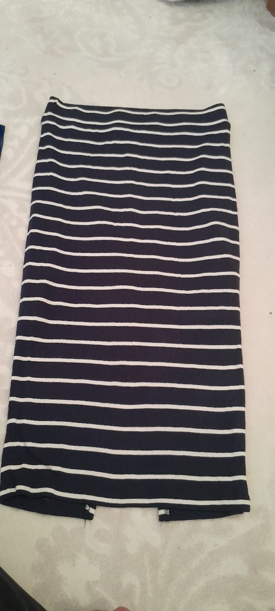 , Yırtmaçlı, Lacivert etek kalem penye - Görsel 3