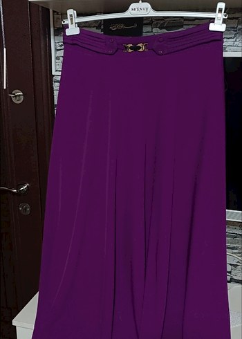 Mor Uzun Drapeli Kadın Etek - Görsel 5