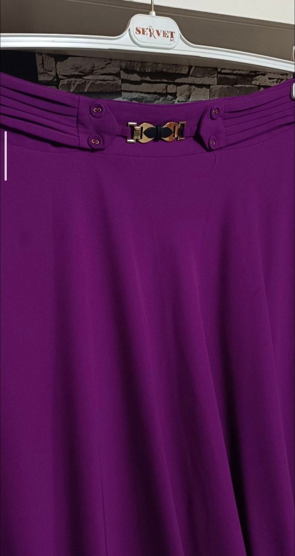 Mor Uzun Drapeli Kadın Etek - Görsel 4