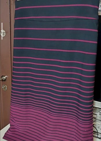 Kadın Mor Çizgili Pilili Uzun Etek - Görsel 2