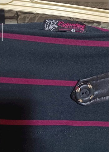 Kadın Mor Çizgili Pilili Uzun Etek - Görsel 3