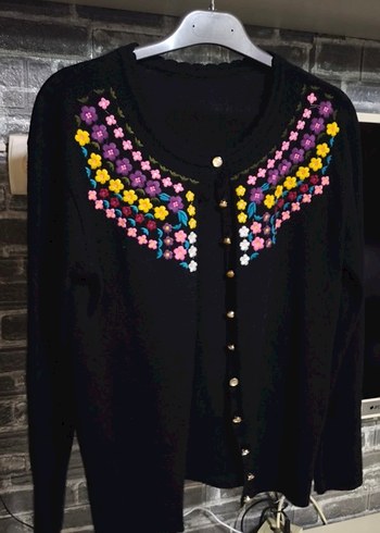 KADIN Çiçek Nakışlı Düğmeli Bohem Hırka - Görsel 3