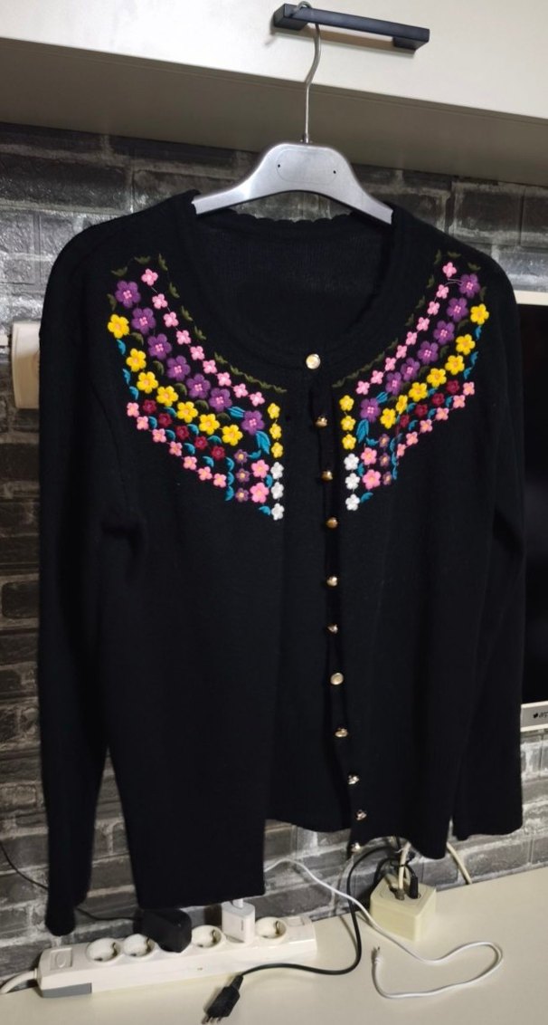 KADIN Çiçek Nakışlı Düğmeli Bohem Hırka - Görsel 3