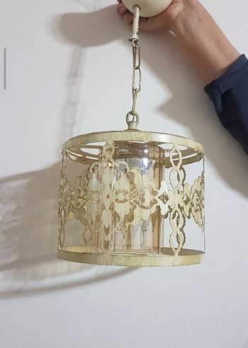 Bej Metal İşlemeli Eskitme Avize - Görsel 3