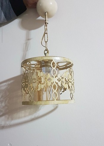 Bej Metal İşlemeli Eskitme Avize - Görsel 4