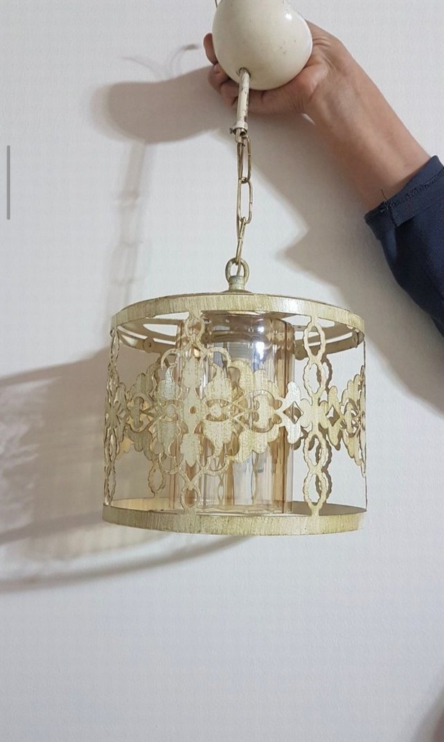 Bej Metal İşlemeli Eskitme Avize - Görsel 3