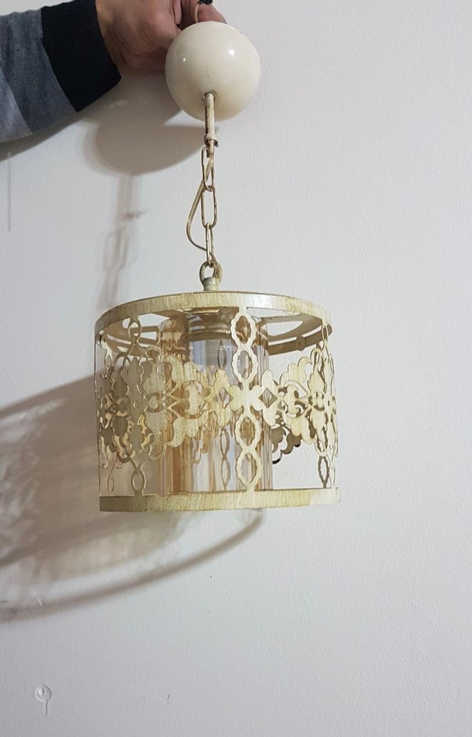 Bej Metal İşlemeli Eskitme Avize - Görsel 4