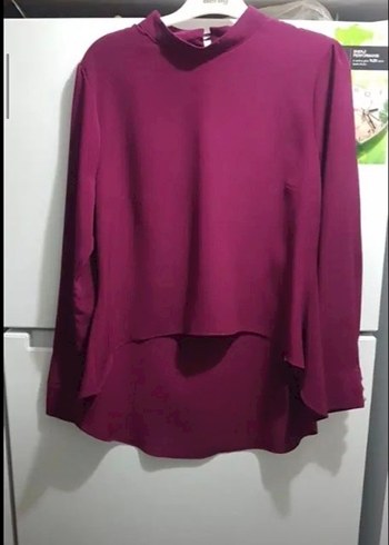 Bordo Uzun Kollu Hakim Yaka Kadın Tunik - Görsel 3