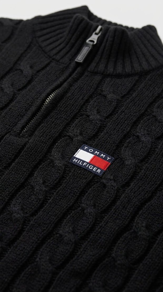 Tommy Hilfiger Siyah Yarım Fermuarlı Triko Kazak — görsel 3/3